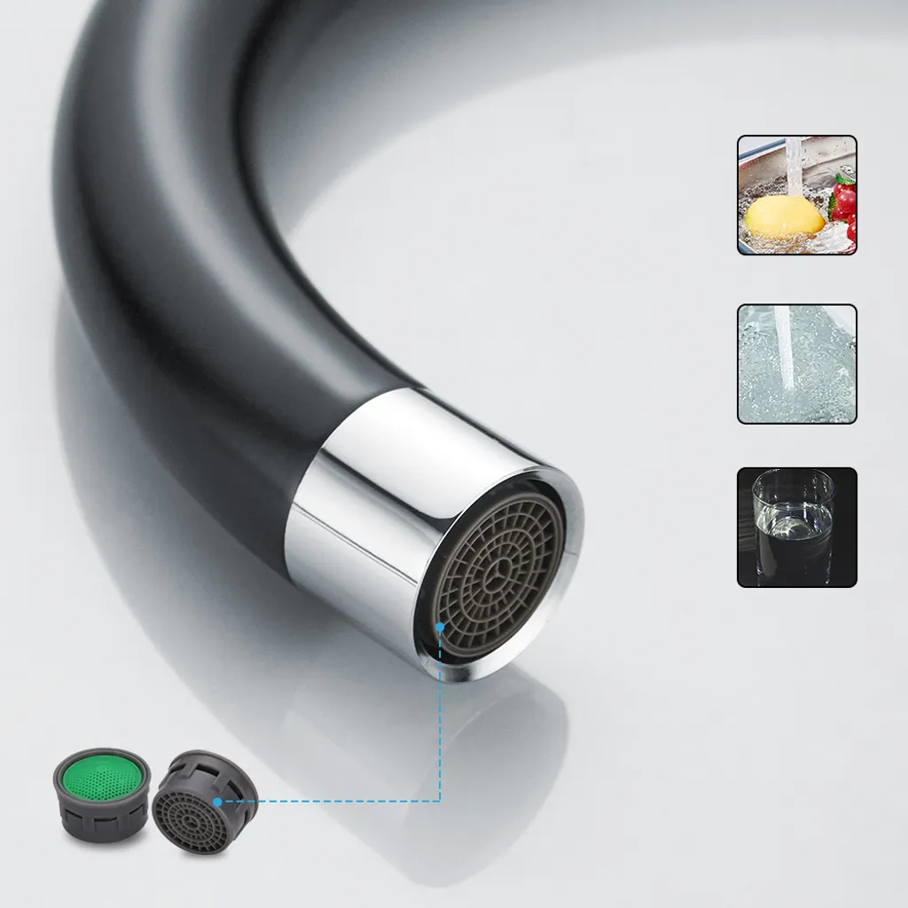 Auralum Niederdruck Wasserhahn Einhebel Spültischarmatur Küche Armatur Für Kaltwasser Und Einen Wasserboiler, Schwarz 4 Auralum Niederdruck Wasserhahn Einhebel Spültischarmatur Küche Armatur Für Kaltwasser Und Einen Wasserboiler, Schwarz – Bild 4