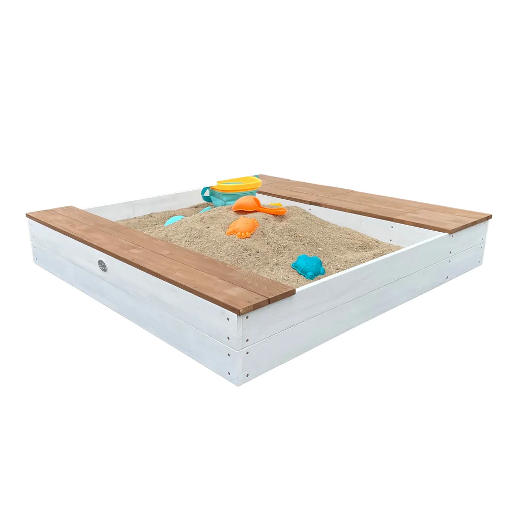AXI Evy Sandkasten Aus Holz Mit Wasserbehälter, Sitzbank & Stauraum | Sandbox Für Kinder In Weiß & Braun Mit Abdeckung & Plane | 119 X 117 Cm 1 AXI Evy Sandkasten Aus Holz Mit Wasserbehälter, Sitzbank & Stauraum | Sandbox Für Kinder In Weiß & Braun Mit Abdeckung & Plane | 119 X 117 Cm