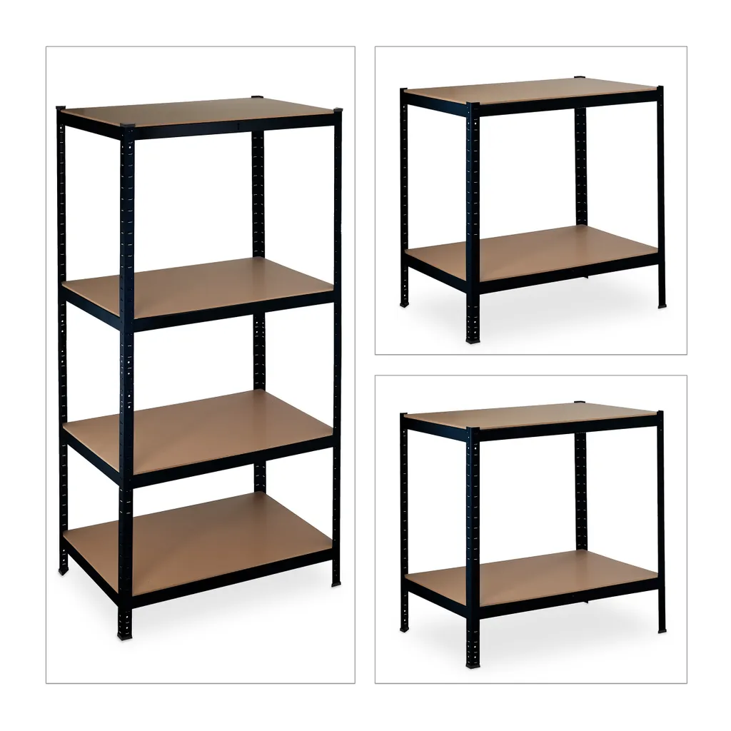 Relaxdays Schwerlastregal 180x90x60 Schwarz 6 Relaxdays Schwerlastregal 180x90x60 Schwarz – Bild 6