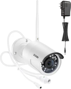 ZOSI 3MP Außen WLAN Überwachungskamera Mit Netzteil, Zusatzkamera Ersatzkamera Für ZOSI 1080P 3MP WiFi NVR System (ZR08DP/ZR08JP)