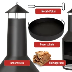 BBQ Collection Gartenkamin - Mit Schornstein - Outdoor-Ofen - 134 X 44,5 CM - Mit Schürhaken - Schwarz -Garten- & Gewächshäuser Geschäft af4196cf9880545ebb2614ab979a666f