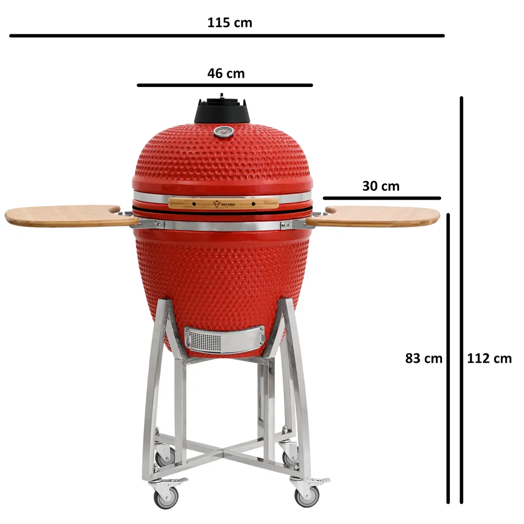 BBQ-Toro Kamado Grill Holzkohlegrill Ø 46 Cm "KURO" Mit Bambusablage, Thermometer, Rot 2 BBQ-Toro Kamado Grill Holzkohlegrill Ø 46 Cm "KURO" Mit Bambusablage, Thermometer, Rot – Bild 2