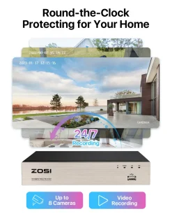 ZOSI 8CH 1080P H.265+ DVR Mit 4x FHD 2MP Außenkamera Videoüberwachung System Ohne Festplatte, 24M IR Nachtsicht -Garten- & Gewächshäuser Geschäft af69b82bc183db7a4041356eac00c19a