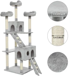 Meerveil Kratzbaum XL XXL, Großer Kletterbaum Mit Kratzsisal, Stabiler Kratzbaum Katzenbaum, Katzenspielhaus Mit Kratzsisal, Säulen Mit Natürlicher Sisal Umwickelt -Garten- & Gewächshäuser Geschäft af6f08dba4275fbd927537a4915e0c9c