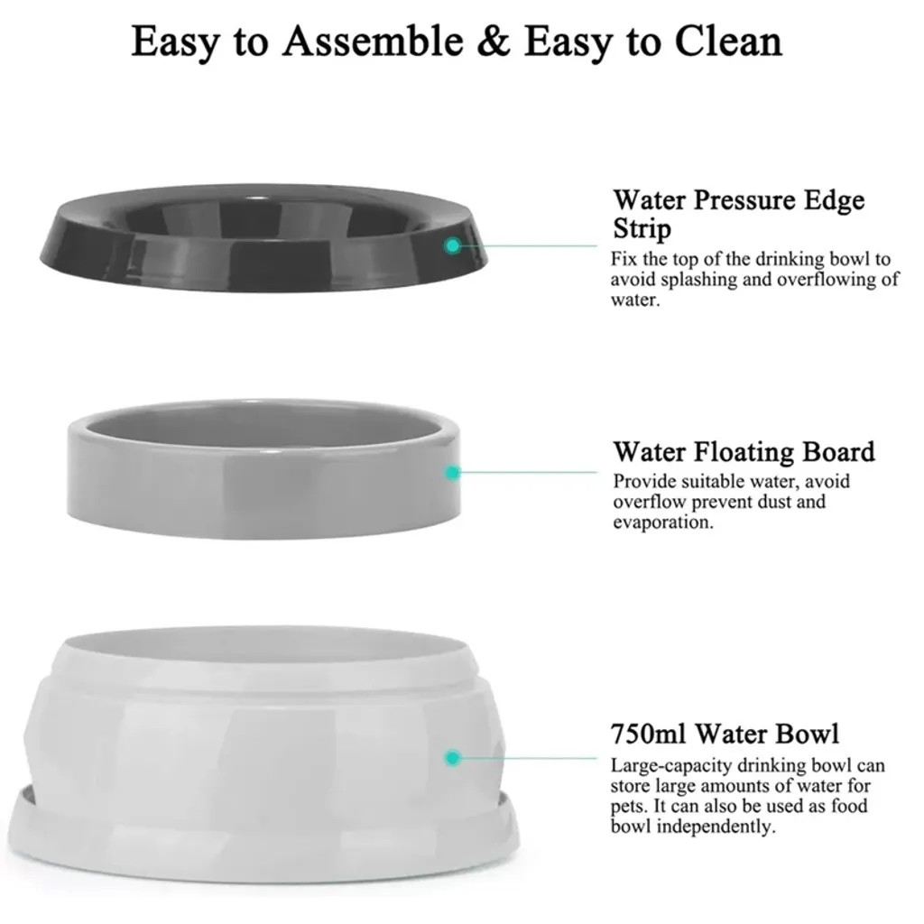 YisibaihTao 750ml Hunde Wassernapf Für Reisen, Abnehmbarer Auslaufsicherer, Spritzwassergeschützter Napf Für Hunde Und Katzen Unterwegs, Grau 13 YisibaihTao 750ml Hunde Wassernapf Für Reisen, Abnehmbarer Auslaufsicherer, Spritzwassergeschützter Napf Für Hunde Und Katzen Unterwegs, Grau – Bild 13