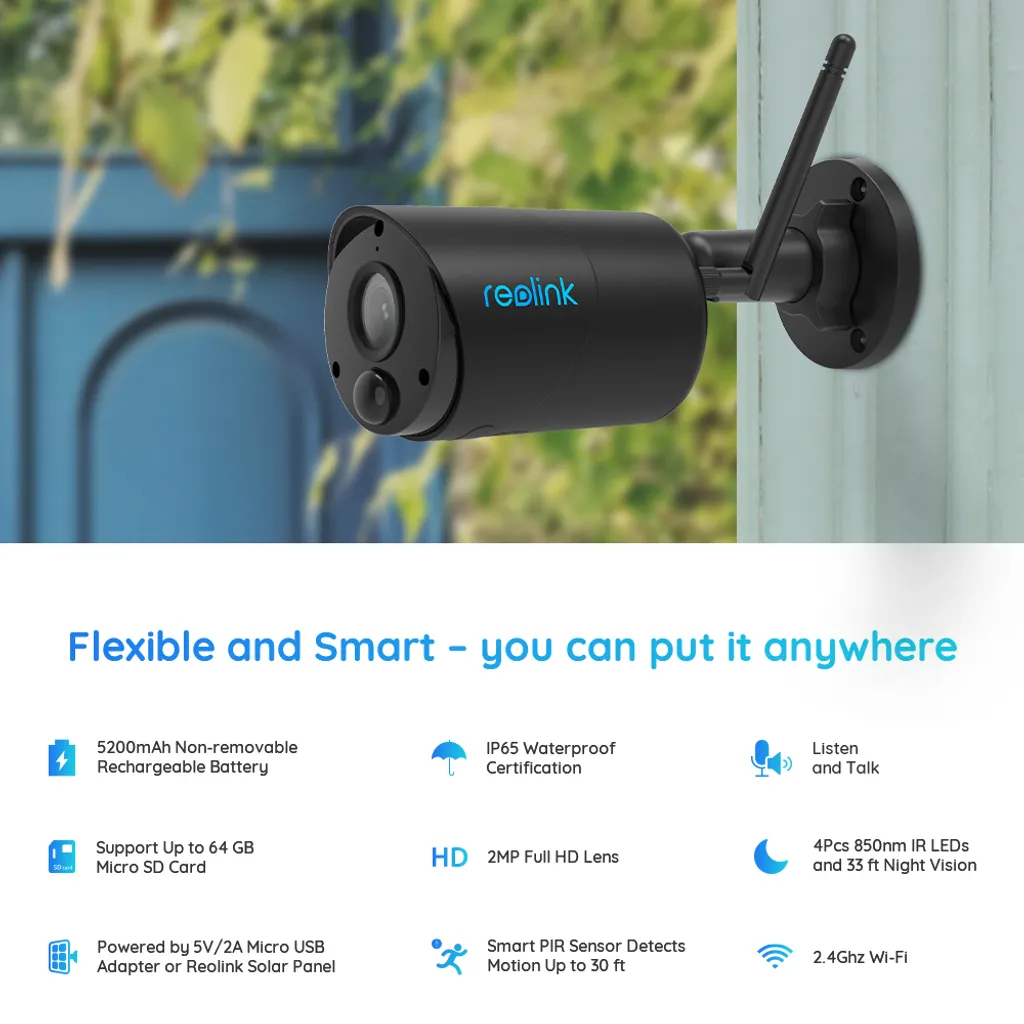 Reolink Kabellose Solar-/Akku WLAN IP-Überwachungskamera Outdoor Mit PIR-Bewegungsmelder, IR-Nachtsicht, 2-Wege-Audio, 1080P Argus Eco + 4MP Argus 3 Pro Mit Solarpanel--Bündel 3 Reolink Kabellose Solar-/Akku WLAN IP-Überwachungskamera Outdoor Mit PIR-Bewegungsmelder, IR-Nachtsicht, 2-Wege-Audio, 1080P Argus Eco + 4MP Argus 3 Pro Mit Solarpanel--Bündel – Bild 3