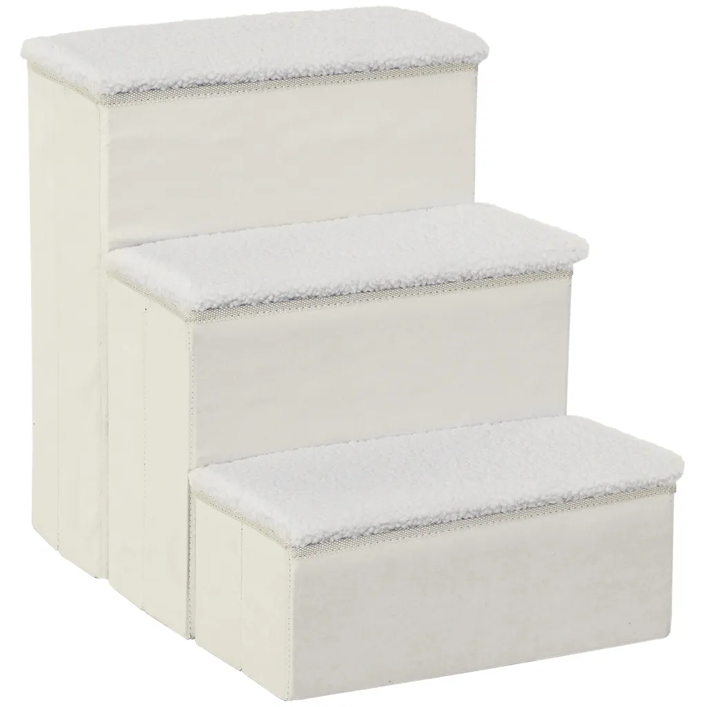 PawHut Haustiertreppe Katzentreppe Hundetreppe Faltbar 3 Stufen Tiertreppe Mit Stauraum Für Katzen Und Hunde MDF Weiß 40 X 54 X 48 Cm 1 PawHut Haustiertreppe Katzentreppe Hundetreppe Faltbar 3 Stufen Tiertreppe Mit Stauraum Für Katzen Und Hunde MDF Weiß 40 X 54 X 48 Cm