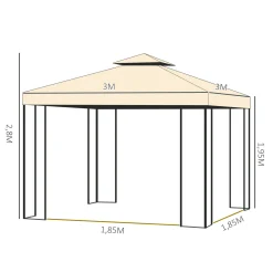 HOMCOM Outsunny Luxus Pavillon 3x3 M Gartenpavillon Mit Doppeldach Partyzelt Mit Seitenteilen Festzelt Gartenzelt Pagode Beige 8 HOMCOM Outsunny Luxus Pavillon 3x3 M Gartenpavillon Mit Doppeldach Partyzelt Mit Seitenteilen Festzelt Gartenzelt Pagode Beige -Garten- & Gewächshäuser Geschäft b010f229614584bc6fe6c29a3b5500e0
