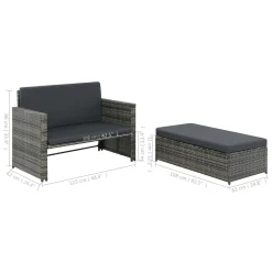 VidaXL 2-tlg. Garten-Lounge-Set Mit Auflagen Poly Rattan Grau -Garten- & Gewächshäuser Geschäft b032681d37bde6283b90687cf8dc42bb