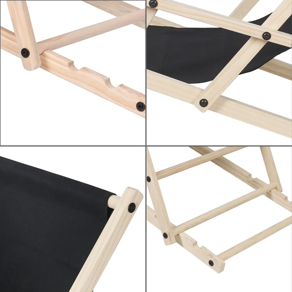 Lospitch Liegestuhl Gartenliegen Strandliege Mit Handläufen Holz Campingstuhl Klappbar Liege 120kg Klappliege Schwarz 6 Lospitch Liegestuhl Gartenliegen Strandliege Mit Handläufen Holz Campingstuhl Klappbar Liege 120kg Klappliege Schwarz – Bild 6