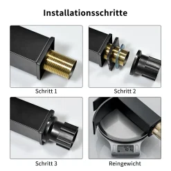 Tonerkingdom Wasserhahn Bad, Waschtischarmatur Waschbecken Armatur Wasserfall Waschtischarmatur, Messing Wasserhahn Badezimmer, Keramikventil Mit Heiß Und Kalt Wasser Für Badezimmer (Schwarz) -Garten- & Gewächshäuser Geschäft b07cba609e70034f7abd95747d6f2eab 2