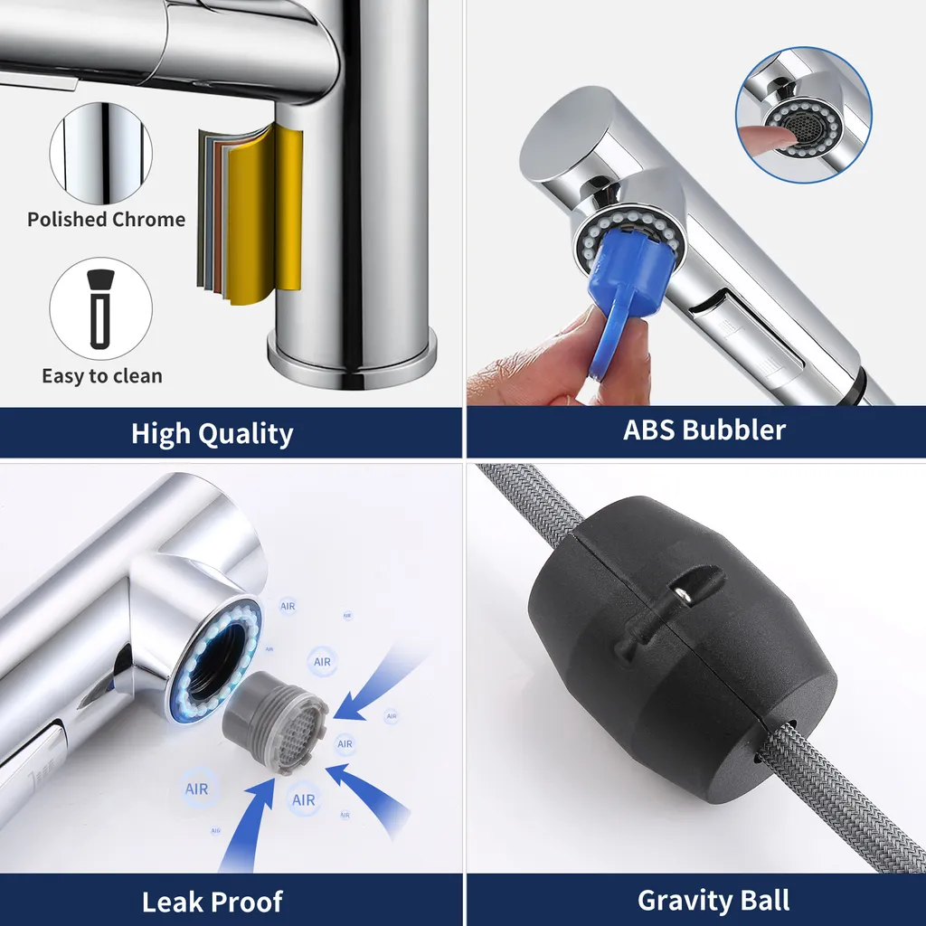 Homelody Wasserhahn Küche/Bad, Küchenarmatur Mit Ausziehbarer Brause, Spültischarmatur Mit Herausziehbarer Dual-Spülbrause, 120° Drehbar Mischbatterie Küche, Armatur 7 Homelody Wasserhahn Küche/Bad, Küchenarmatur Mit Ausziehbarer Brause, Spültischarmatur Mit Herausziehbarer Dual-Spülbrause, 120° Drehbar Mischbatterie Küche, Armatur – Bild 7