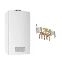 Chaffoteaux & Maury Gaskessel BasNox Inoa Nox Chaffoteaux 25 KW / Kompletter Kamin (Steckdosen + Rückwand)