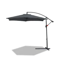 EINFEBEN Sonnenschirm Alu Ampelschirm ? 350cm Grau Gartenschirm Mit Staender, Hoehenverstellbar, Klappbar, UV-Schutz 40+ Diverse Farben Wasserabweisende Marktschirm