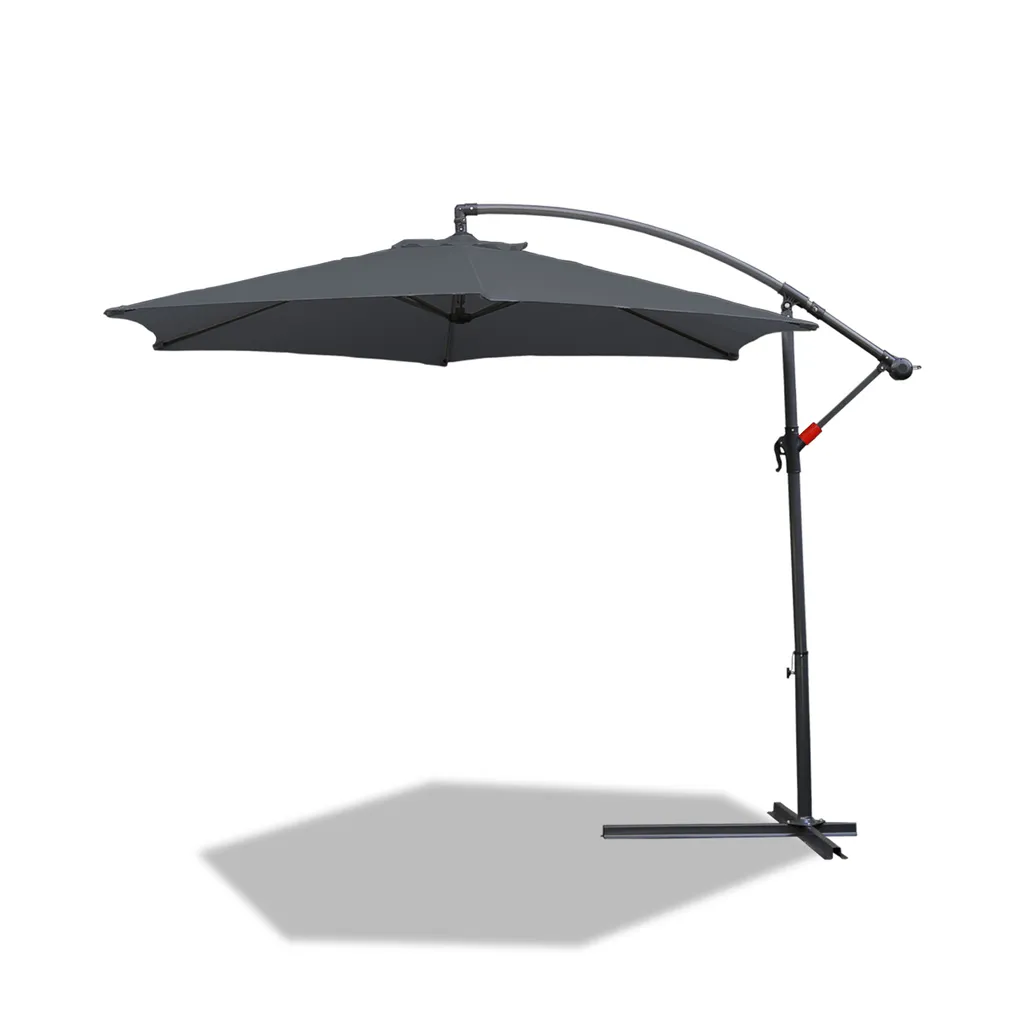 EINFEBEN Sonnenschirm Alu Ampelschirm ? 350cm Grau Gartenschirm Mit Staender, Hoehenverstellbar, Klappbar, UV-Schutz 40+ Diverse Farben Wasserabweisende Marktschirm 1 EINFEBEN Sonnenschirm Alu Ampelschirm ? 350cm Grau Gartenschirm Mit Staender, Hoehenverstellbar, Klappbar, UV-Schutz 40+ Diverse Farben Wasserabweisende Marktschirm
