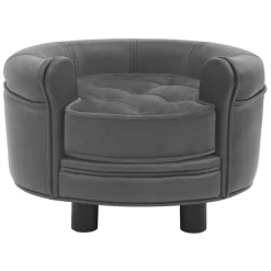 VidaXL Hundesofa Grau 48x48x32 Cm Plüsch Und Kunstleder