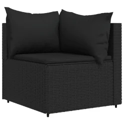 VidaXL Garten-Ecksofa Mit Kissen Schwarz Poly Rattan