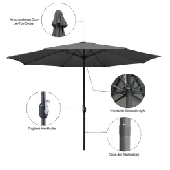 Wolketon 3m-3.5m Sonnenschirm Marktschirm Mit Handkurbel UV40+ Outdoor-Schirm Terrassen Gartenschirm,Grau,3.5m 10 Wolketon 3m-3.5m Sonnenschirm Marktschirm Mit Handkurbel UV40+ Outdoor-Schirm Terrassen Gartenschirm,Grau,3.5m -Garten- & Gewächshäuser Geschäft b1332ec419a674f327652d7a01599b54 1
