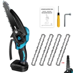 Yofidra 6 Zoll Elektrokettensägen Garten Handkettensäge Mit 4 Ketten (Ohne Akku)