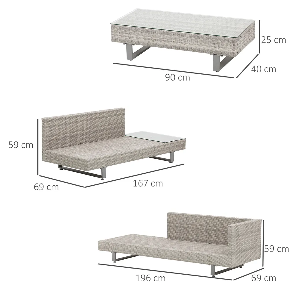 Outsunny 3-tlg. Luxus Polyrattan Gartengarnitur Gartenmöbel Garten-Set Sitzgruppe Loungeset Loungemöbel Inkl. Ablagen Und Beistelltisch Sitzkissen Grau 6 Outsunny 3-tlg. Luxus Polyrattan Gartengarnitur Gartenmöbel Garten-Set Sitzgruppe Loungeset Loungemöbel Inkl. Ablagen Und Beistelltisch Sitzkissen Grau – Bild 6