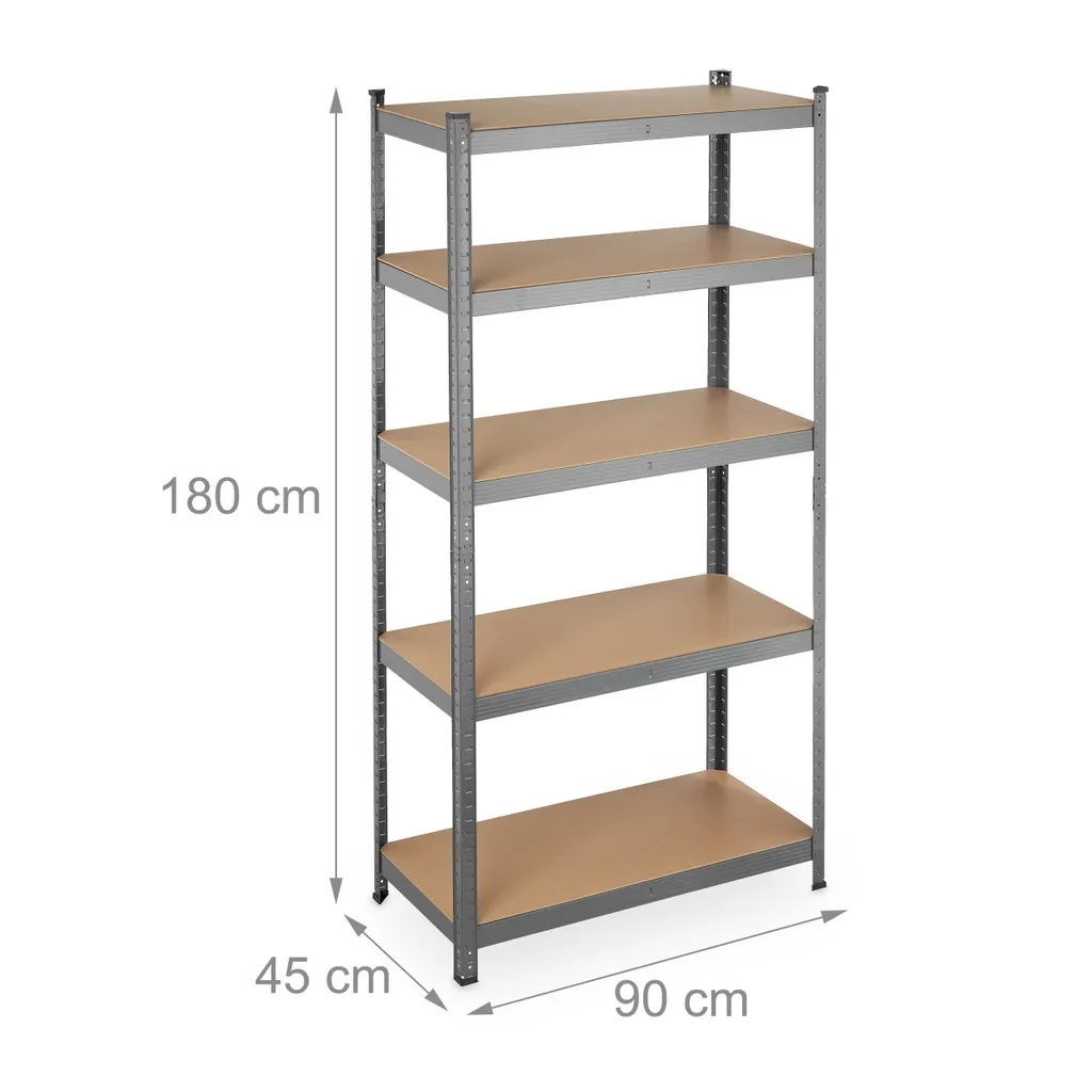 Relaxdays Schwerlastregal 180x90x45 Grau 4 Relaxdays Schwerlastregal 180x90x45 Grau – Bild 4