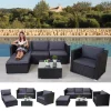 Mendler Poly-Rattan-Garnitur Brescia, Gartengarnitur Sitzgruppe Sofa Lounge-Set Schwarz, Kissen Anthrazit