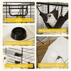 PawHut Kleintierkäfig Kleintiergehege Nagerkäfig Freigehege Mit Rampe Und Hängematte Stahl Alu Kunststoff Schwarz+Weiß+Grau 80 X 48 X 78 Cm -Garten- & Gewächshäuser Geschäft b18464e3353b3e087f8bf5a18fc3bbf8