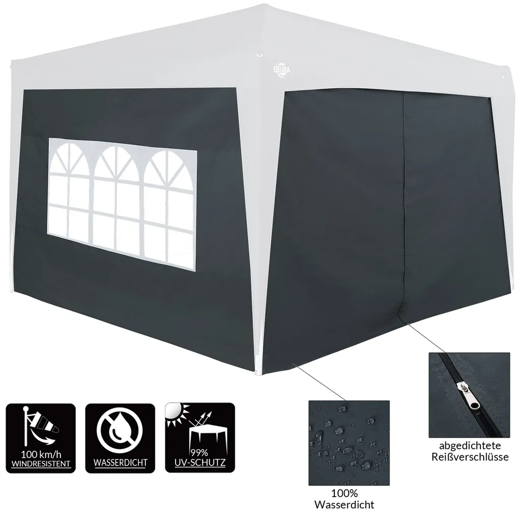 Deuba 2x Seitenwände Pavillon Capri Faltpavillon Partyzelt Gartenzelt Seitenteile Wand, Farbe:anthrazit 5 Deuba 2x Seitenwände Pavillon Capri Faltpavillon Partyzelt Gartenzelt Seitenteile Wand, Farbe:anthrazit – Bild 5