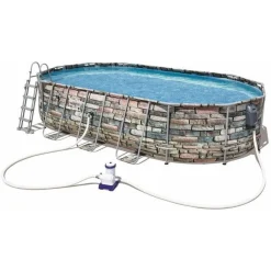 Bestway® Power Steel™ Comfort Jet Series™ Frame Pool-Set Mit Filterpumpe 610 X 366 X 122 Cm, Steinwand-Optik (Naturstein), Oval -Garten- & Gewächshäuser Geschäft b1a6738dfdfcbe13799bdae34cc5e9b7