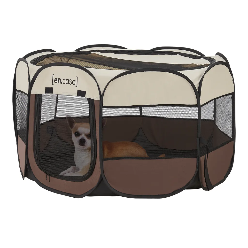 En.casa Hundelaufstall Telford 58 X 114 X 114 Cm Tierlaufstall Für Innen- Und Außenbereich Welpenlaufstall Hundehütte Braun / Cremefarben 2 En.casa Hundelaufstall Telford 58 X 114 X 114 Cm Tierlaufstall Für Innen- Und Außenbereich Welpenlaufstall Hundehütte Braun / Cremefarben – Bild 2