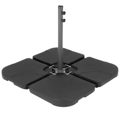 ECD Germany 4er Set Sonnenschirmständer, Bodenkreuz Schirmgewicht Für Ampelschirmständer Marktschirmständer Kurbelschirmständer, Beschwerungsplatten Mit 60L Wasser / 80kg Sand Befüllbar