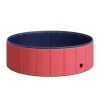 PawHut Hundepool Planschbecken Schwimmbecken Schwimmbad Hundebad, PVC+Holz Rot Φ100x30cm