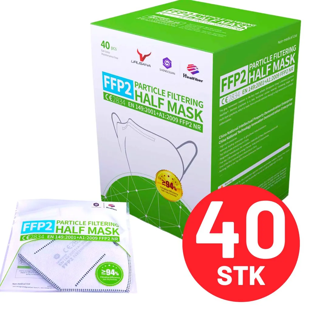 Shandong Shengquan New Materials TINOS® 40X FFP2 NR EN149:2001 Mundschutz Maske Einzel Verpackt CE 2834 Atemschutzmaske Gesicht Mund-Nasenschutz Shengquan 1 Shandong Shengquan New Materials TINOS® 40X FFP2 NR EN149:2001 Mundschutz Maske Einzel Verpackt CE 2834 Atemschutzmaske Gesicht Mund-Nasenschutz Shengquan