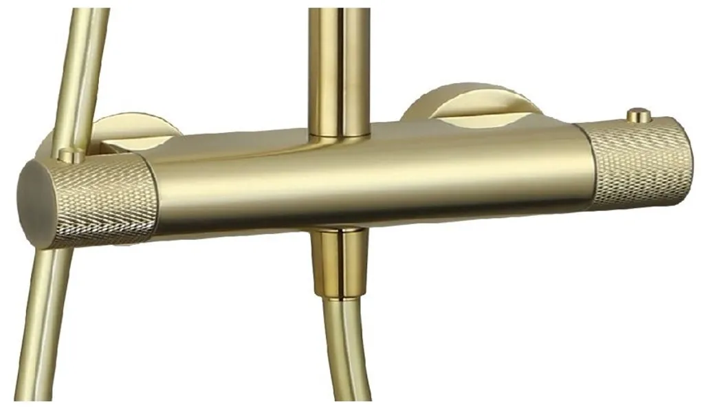 Bäder Boutique AquaNovo Rain Duschsystem Mit Thermostat 25 Cm, Gold Gebürstet 4 Bäder Boutique AquaNovo Rain Duschsystem Mit Thermostat 25 Cm, Gold Gebürstet – Bild 4