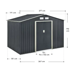 Juskys Metall Gerätehaus XL Mit Satteldach, Schiebetür & Fundament - 9m³ - 277×191×192 Cm - Anthrazit - Geräteschuppen Gartenhaus Garten Schuppen 23 Juskys Metall Gerätehaus XL Mit Satteldach, Schiebetür & Fundament - 9m³ - 277×191×192 Cm - Anthrazit - Geräteschuppen Gartenhaus Garten Schuppen -Garten- & Gewächshäuser Geschäft b24f6e7f676f2bb5f21d7e31b676b12c