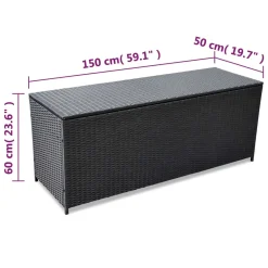 VidaXL Garden-Auflagenbox Schwarz 150x50x60 Cm Poly Rattan -Garten- & Gewächshäuser Geschäft b257ab1aa228a7605227f4874f7cc137
