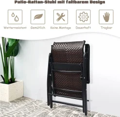 COSTWAY 2er Set Polyrattan Klappstühle, Hochlehner Aus Rattan, Verstellbare Rückenlehne, Wetterfester Klappbarer Gartenstuhl Gartensessel Balkonstuhl Für Garten, Balkon & Terrasse -Garten- & Gewächshäuser Geschäft b25cf1207a5568946d91b2937e2a4619