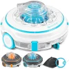 KESSER® Poolroboter Poolreiniger Akku Aqua-9000 Inkl. Transporttasche Pool Roboter Für Bis 80m² Pools, Li-Ion Akku Max. 75 Min, Kabellos Poolsauger Bodenreinigung Vollautomatisch Bodensauger, Farbe:Anthrazit