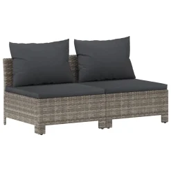 VidaXL Gartensofa 2-Sitzer Mit Kissen Grau Poly Rattan