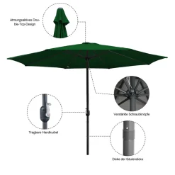 EINFEBEN 3.5m Sonnenschirm Marktschirm Mit Handkurbel UV40+ Outdoor-Schirm Terrassen Gartenschirm,Gruen -Garten- & Gewächshäuser Geschäft b2707365dfbff9db1bd5f354f5ae9b09