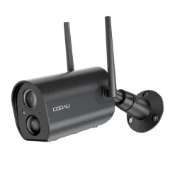 COOAU Überwachungskamera Außen Akku, Kabellose WLAN Kamera Outdoor Mit PIR-Sensor, Personen/Autoerkennung, 15m Nachtsicht, 2-Wege Audio, IP65, Schwarz