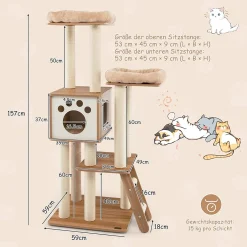 COSTWAY 157cm Katzenbaum 5-stöckig, Katzenkratzbaum Mit Höhle & 2 Matten & Rampe & Kratzsäulen, Mehrschichtiger Kratzbaum Holz, Katzenmöbel Katzen Spielhaus, Aktivitätsbaum Beige 11 COSTWAY 157cm Katzenbaum 5-stöckig, Katzenkratzbaum Mit Höhle & 2 Matten & Rampe & Kratzsäulen, Mehrschichtiger Kratzbaum Holz, Katzenmöbel Katzen Spielhaus, Aktivitätsbaum Beige -Garten- & Gewächshäuser Geschäft b2e057500c0fe678763795b2d6cd4f8b