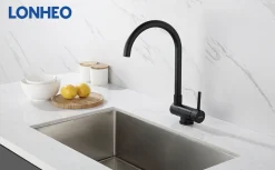 Lonheo Hochdruck Küchenarmatur Vorfenster 360° Drehbar, Umklappbar Wasserhahn Küche Aus Edelstahl, Spültischarmatur Einhebelmischer Mit Klappgriff, Schwarz -Garten- & Gewächshäuser Geschäft b32c5b9c451344caa8b5ca990795427b