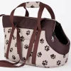 HobbyDog Hundetragetasche Hundetransporttasche Transporttasche Tragetasche - Größe: XL - Beige Mit Pfoten