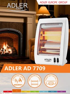 Adler Heizstrahler Halogen Infrarot Quarzheizstrahler 2 Heizstufen 400 Und 800 Watt Kippschutzschalter
