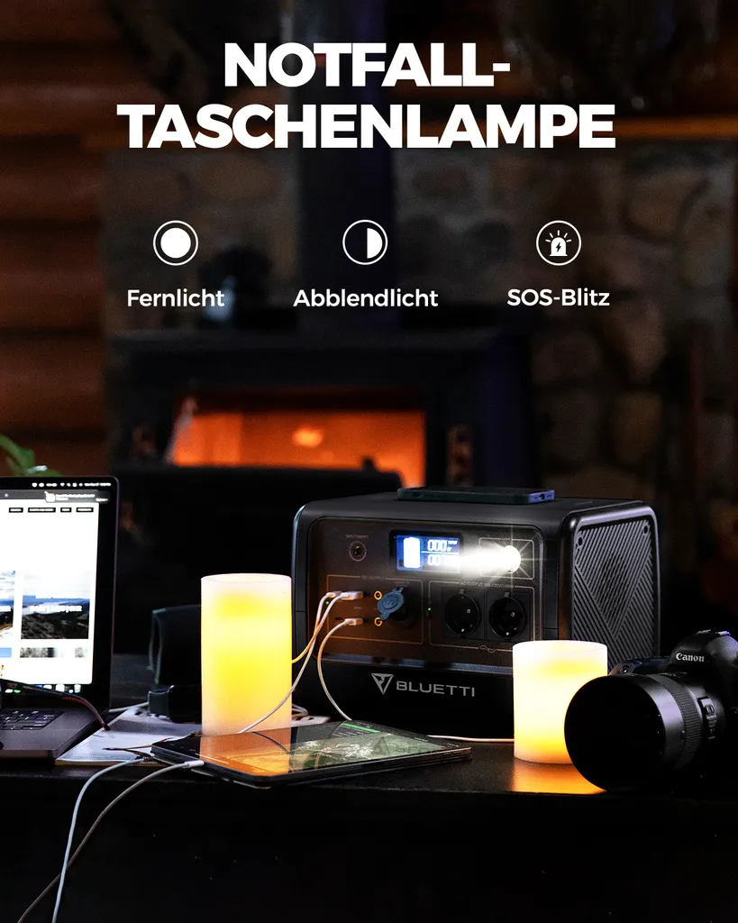 BLUETTI Tragbare Stromzeuger EB70 716Wh/1000W LiFePo4 Batterie Stromgenerator, Solar Generator Mit 2 100W Typ-C, LED Taschenlampe, Notversorgung Für Outdoor,Camping,Ferien 5 BLUETTI Tragbare Stromzeuger EB70 716Wh/1000W LiFePo4 Batterie Stromgenerator, Solar Generator Mit 2 100W Typ-C, LED Taschenlampe, Notversorgung Für Outdoor,Camping,Ferien – Bild 5