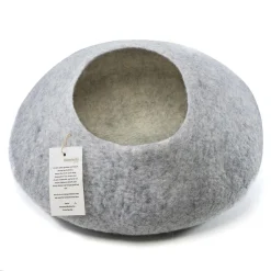 Aumondo Katzenhöhle Handgefertigt Aus 100% Schafwolle, Filz Kuschelhöhle, Grau