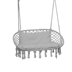 Linder Exclusiv Doppel-Hängesessel, Hängesitz, Hängestuhl, Hängeschaukel, Hängekorb Dunkelgrau Hellgrau