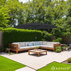 KESSER® Sonnenschirm Doppelsonnenschirm Inkl. Abdeckung + Windsicherung | Gartenschirm | Marktschirm | Terrassenschirm Mit Handkurbel | Oval | Aluminium | UV-beständig | Wasserabweisend, Farbe:Anthrazit -Garten- & Gewächshäuser Geschäft b3772239cc7fb3043363984aa4697fc8
