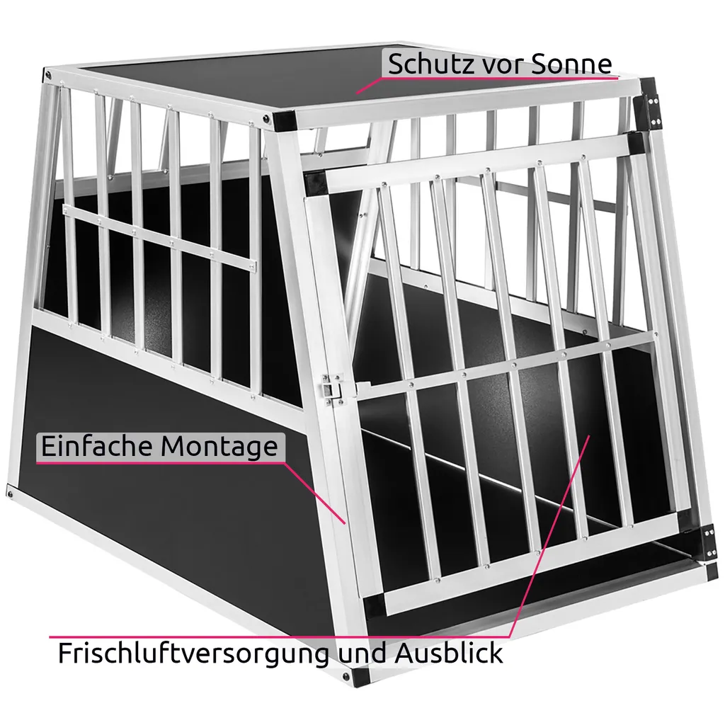 Tectake Hundetransportbox Single Mit Schräger Rückwand - Schwarz 1 Tectake Hundetransportbox Single Mit Schräger Rückwand - Schwarz